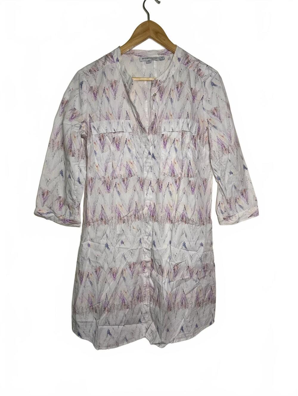 See by Chloé Women's Printed Tunic Dress Size 8 USA Made in Italy